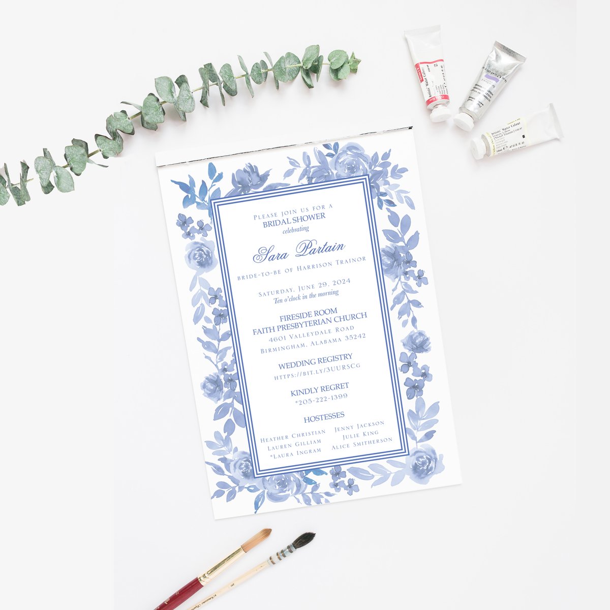 LittleLambDesig's tweet photo. Cornflower blue is having a moment. Isn't this floral shower invitation divine!? Love the simple color and muted pattern. https://t.co/ZPTrZ4rEvy https://t.co/iAjhctpwpz
