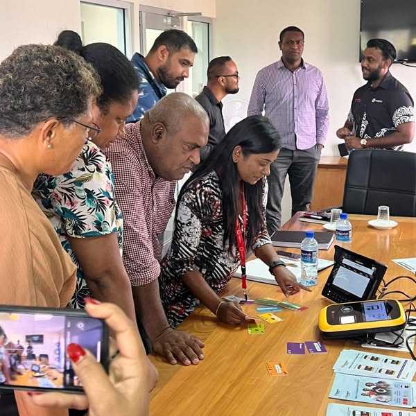 CCoFiji's tweet photo. Vodafone visited the Council to discuss and demonstrate the new e-ticketing system. This helps us better understand the changes, and potential impact on consumers. If you have questions/concerns about the new system, reach out to our National Toll-Free Line 155. https://t.co/bMnDBf1zfR