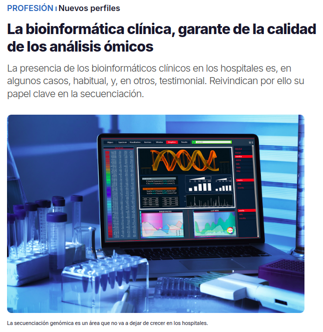 Descubre cómo estamos dando visibilidad a la #BioinformáticaClínica en el recorte de prensa recientemente publicado en Diario Médico. 
¡No te lo pierdas! 

👉diariomedico.com/medicina/profe…