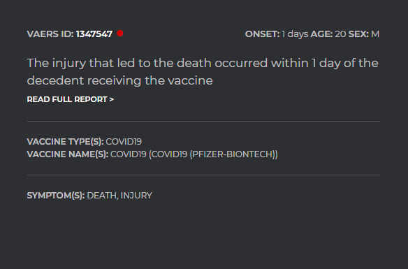 lidaker's tweet photo. Här är några vittnesmål ur den amerikanska vaccinskadedatabasen. Den svenska har inga sådana fält där anhöriga och personal får uttrycka sig om vad som hänt. https://t.co/hIvFl1kDYX