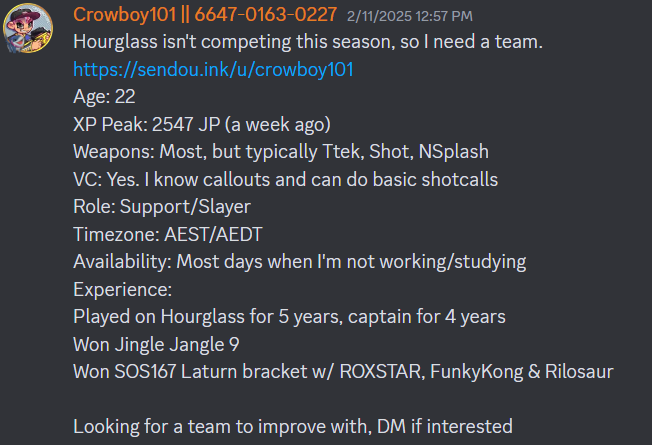 Currently a FA this season. Looking for a team for Series