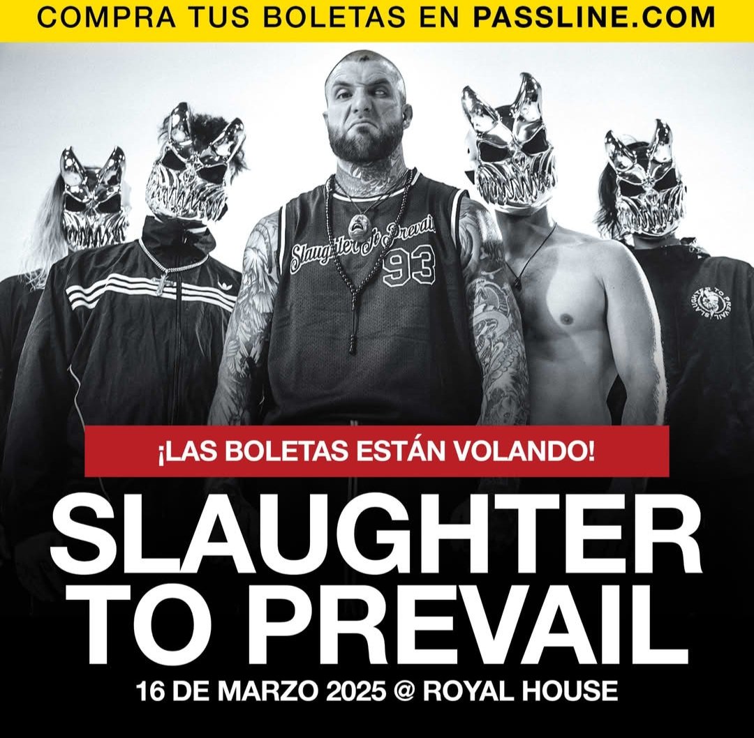 Slaughter to Prevail 

🎫 Boletas en línea: t.ly/stp_bg

Early Bird — 🛑 AGOTADO
Admisión General — $260.000 (⚠️ Hasta agotar existencias)
Día del Evento  (Sujeto a disponibilidad)
👕 Mercancía Oficial disponible dentro del Recinto.
Otro evento Gos Concerts
#Apoya