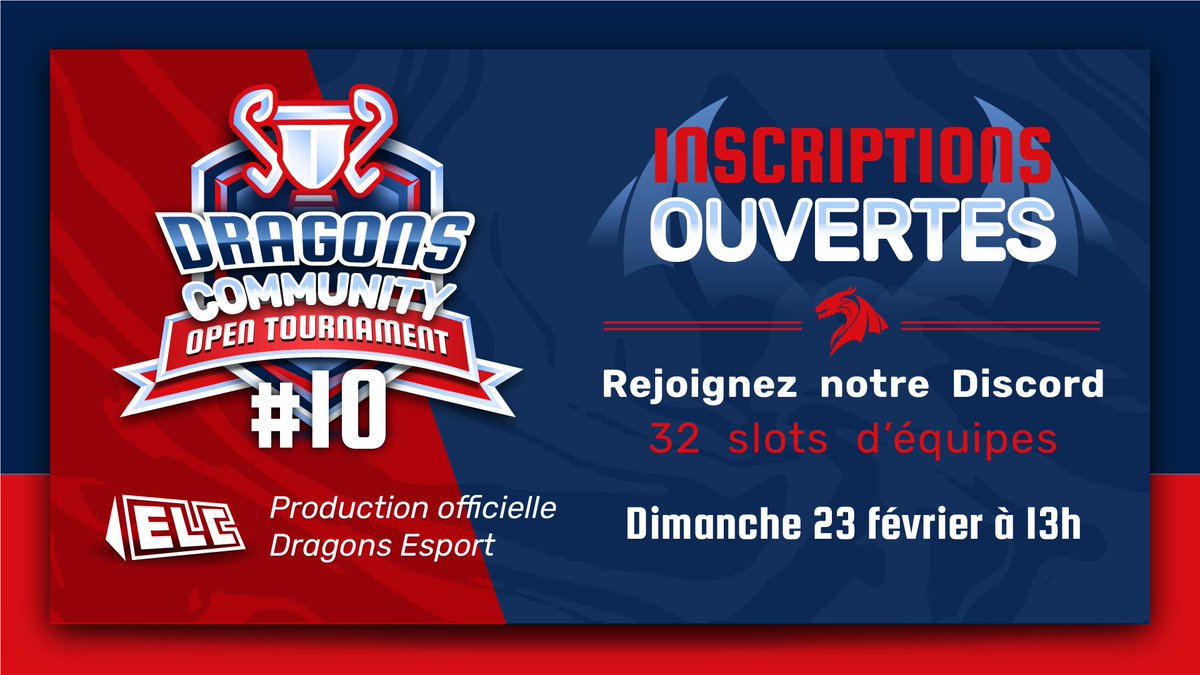 Dragons Esport (@dragons__esport) on Twitter photo 📢 Dragons Community Open Tournament #10 – Les inscriptions sont toujours ouvertes ! 🐉
Le DCOT#10 approche à grands pas !
📅 Date : 23 février à 13h00
🏆 Cash Prize : 100€
📺 Live sur Twitch : <a href="/ELC__FR/">EsportLiveCentral</a>
Il est encore temps de vous inscrire et de montrer que vous êtes prêts à 📢 Dragons Community Open Tournament #10 – Les inscriptions sont toujours ouvertes ! 🐉
Le DCOT#10 approche à grands pas !
📅 Date : 23 février à 13h00
🏆 Cash Prize : 100€
📺 Live sur Twitch : <a href="/ELC__FR/">EsportLiveCentral</a>
Il est encore temps de vous inscrire et de montrer que vous êtes prêts à