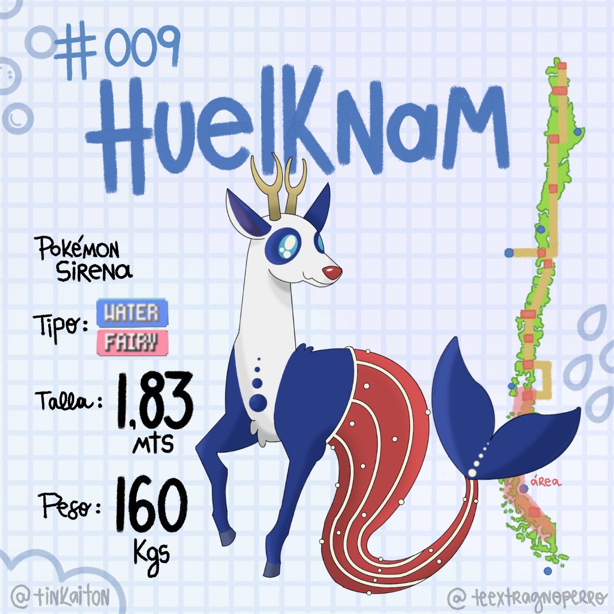 animiatics's tweet photo. Pokemon de Chile #009 Huelknam 🦌🧜🏻♀️🌊 #fakemon #pokemon #huelknam #selktro #nomadu #chile https://t.co/ZmESvYunoG