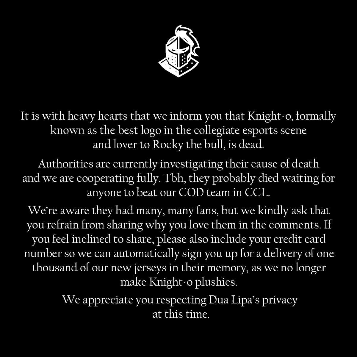 EsportsatUCF's tweet photo. An important message from Esports at UCF https://t.co/KziOjw2kyW