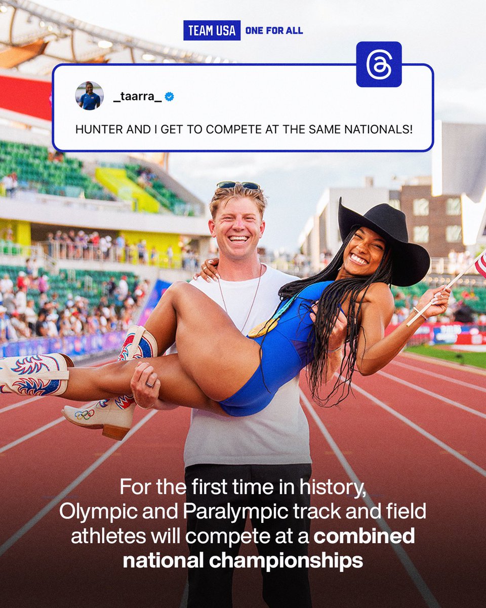 History at Hayward. 🇺🇸

Team USA Olympic and Paralympic athletes unite as one for the first-ever concurrently held national championships, July 31 – August 2 in Eugene.