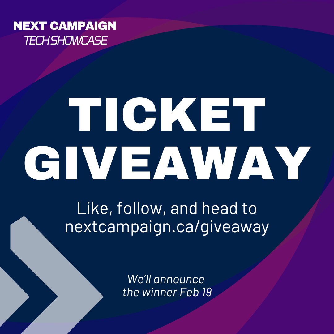 Next Campaign (@nextcampaign_ca) on Twitter photo 🎟️ GIVEAWAY ALERT! 🎟️
We’re giving away FREE tickets to the Next Campaign Tech Showcase coming up on Feb 25. To enter:
1. Like this post
2. Follow us <a href="/nextcampaign_ca/">Next Campaign</a>
3. Head to nextcampaign.ca/giveaway and fill out the form
📅 We’ll announce the winners on Feb 19. Good luck! 🎟️ GIVEAWAY ALERT! 🎟️
We’re giving away FREE tickets to the Next Campaign Tech Showcase coming up on Feb 25. To enter:
1. Like this post
2. Follow us <a href="/nextcampaign_ca/">Next Campaign</a>
3. Head to nextcampaign.ca/giveaway and fill out the form
📅 We’ll announce the winners on Feb 19. Good luck!