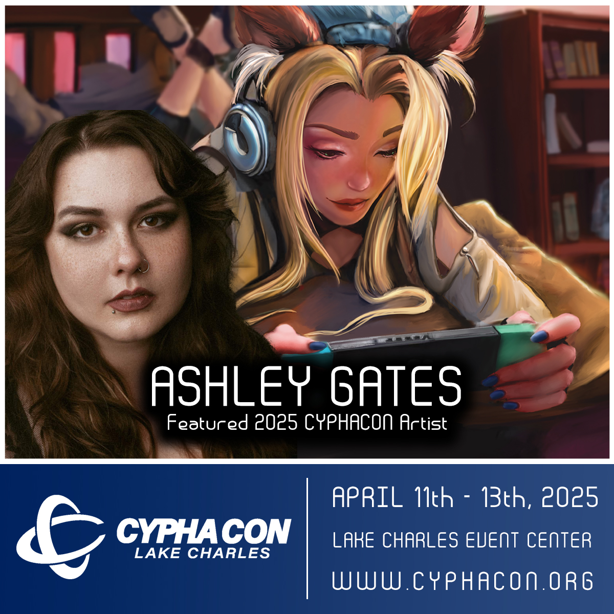 CYPHACON is pleased to announce our featured artist for 2025, Ashley Gates!

Ashley will be joining us April 11th - 13th, 2025 at the @LCCivicCente  in Lake Charles Louisiana!

For complete information visit our website, tickets on sale now! cyphacon.org/speakers/artis…