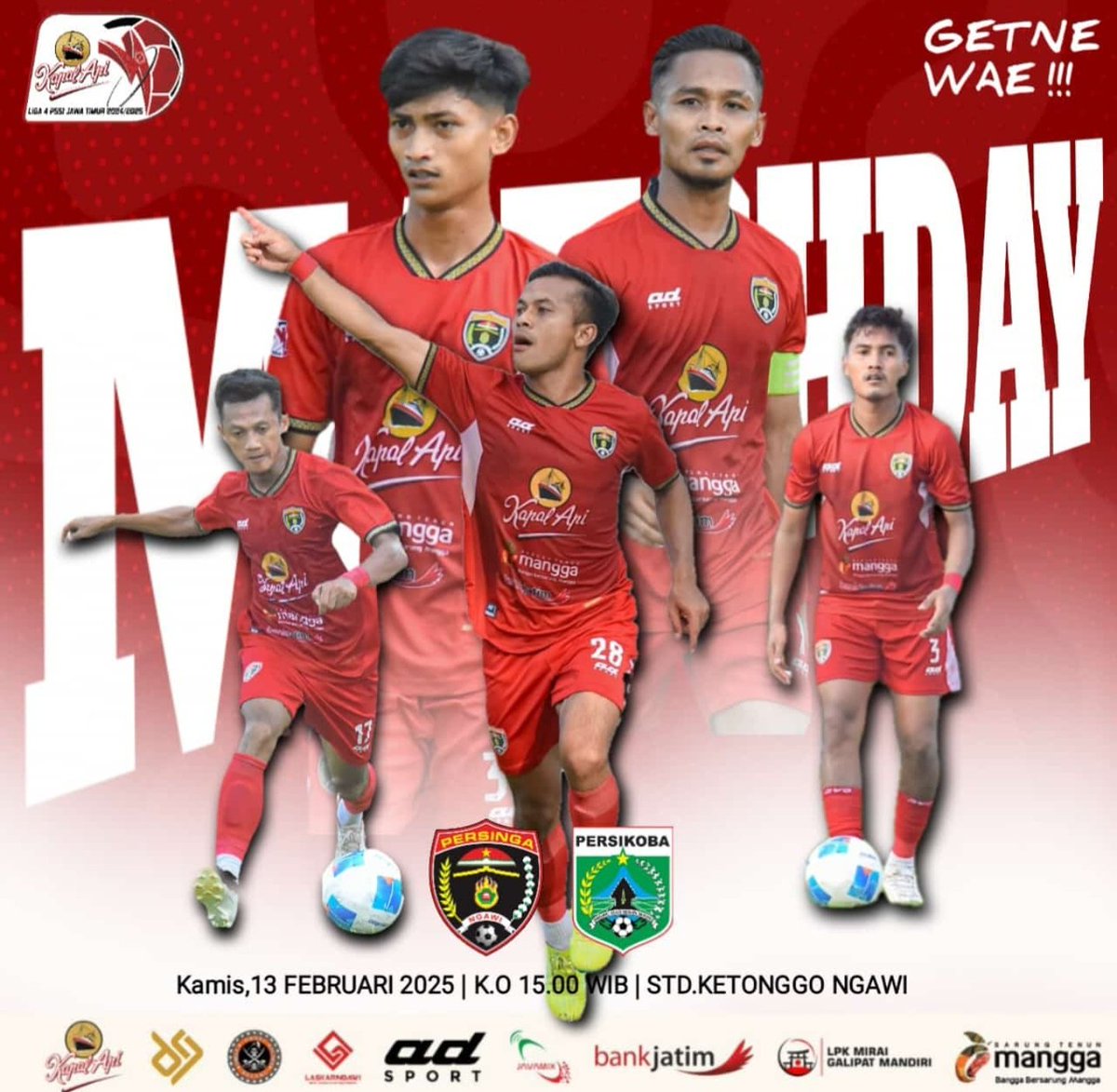 Match Day
Persinga Ngawi vs Persikoba Batu
📍 Std. Ketonggo Ngawi
Kickoff : 15.00 WIB

Link Live Streaming
⬇️⬇️⬇️
youtube.com/live/hyq9KJTlT…