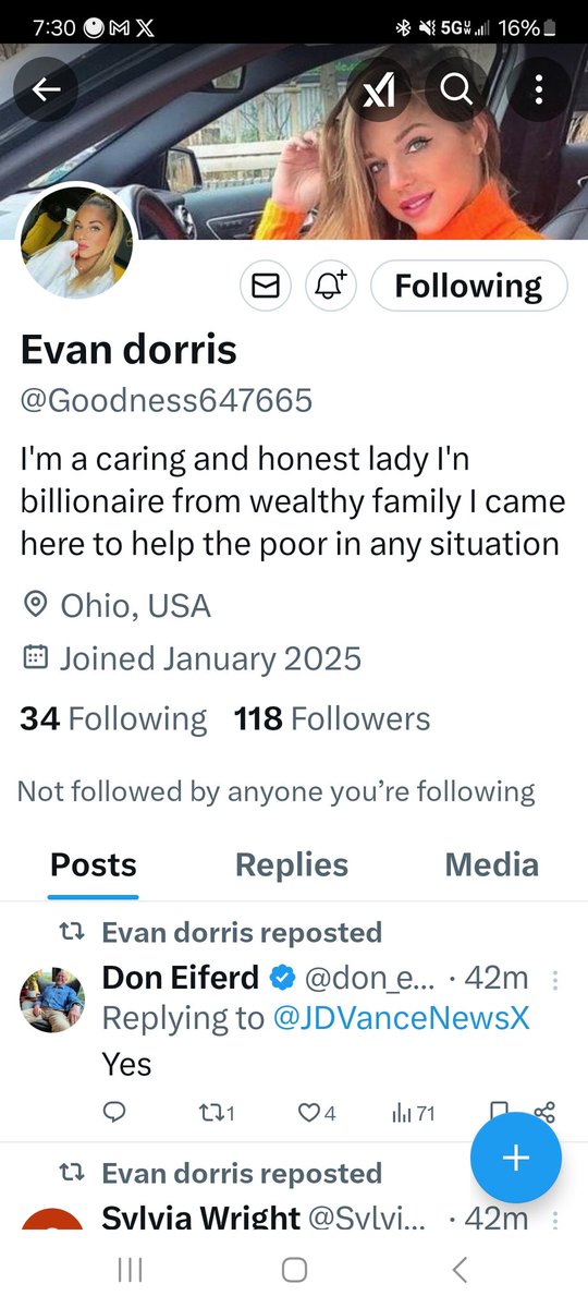Ok news flash on a scammer dont even follow her it or ai i pic her out and played her game only so far! 🤣 WOW!!!!!