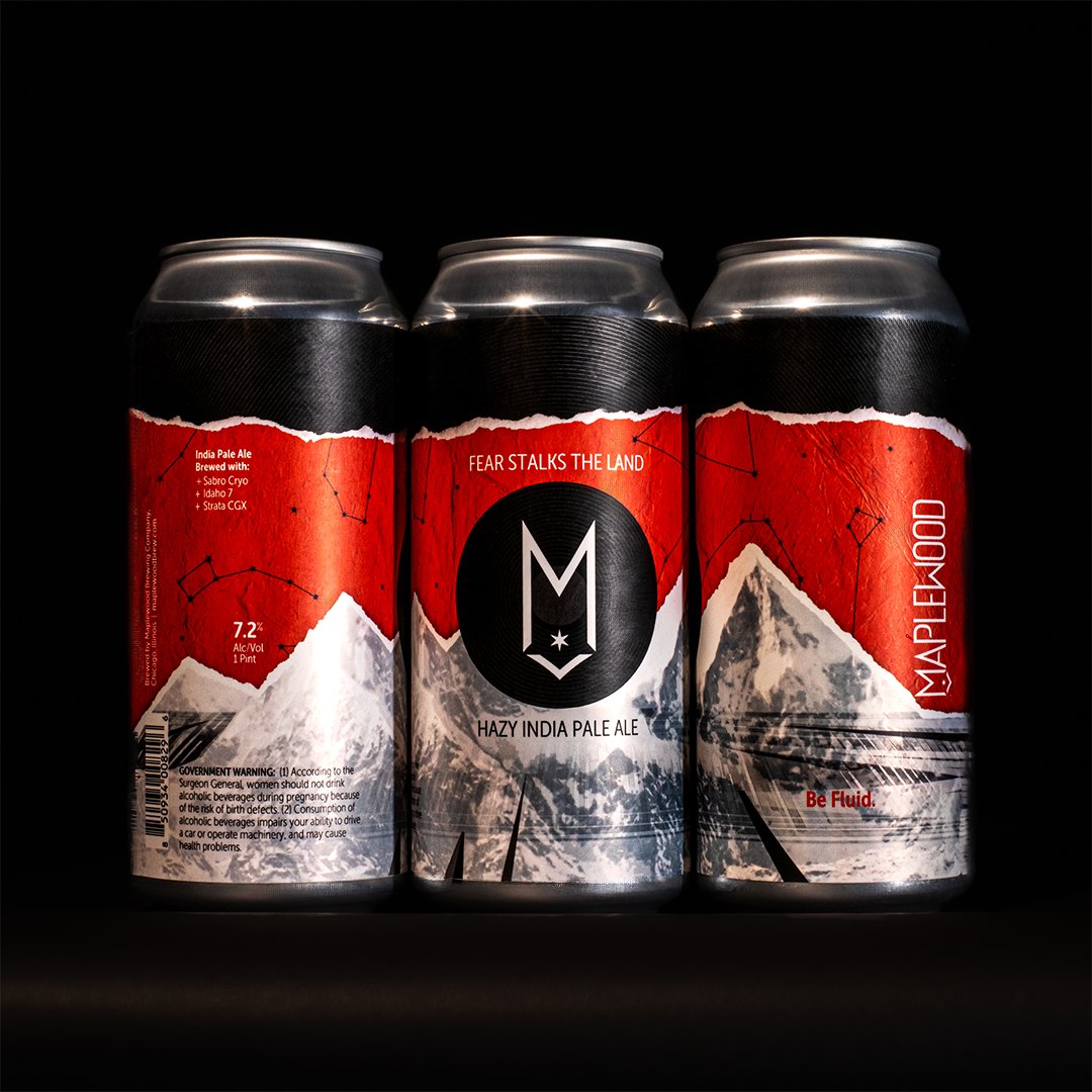 After a long wait... Fear Stalks the Land has returned.

A mesmerizing aroma of tropical tangerine, strawberry, and coconut, matched by powerful flavors of piney dankness, are all brought on by an impeccable blend of Strata CGX, Sabro Cryo, and Idaho 7 hops in this hazy IPA.