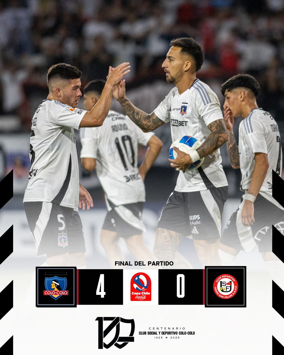 ¡𝐆𝐎𝐋𝐄𝐀𝐃𝐀 𝐃𝐄𝐋 𝐂𝐀𝐂𝐈𝐐𝐔𝐄 𝐄𝐍 𝐋𝐀 𝐑𝐔𝐂𝐀! 🤩🏟️🤟🏽

Colo-Colo se hizo respetar en el Estadio Monumental y venció por 4 a 0 a Unión San Felipe por la tercera fecha en la Copa Chile 🏆

Un triplete de Javier Correa y un tanto de Salomón Rodríguez completaron el