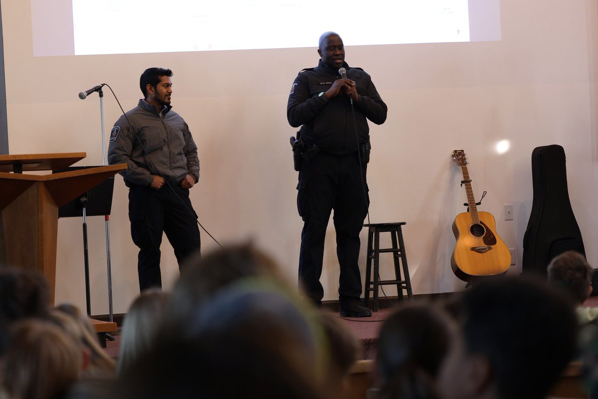 SaanichPolice's tweet photo. Cst. Alex Omoding moved to Canada from Uganda in 1996 and became a police officer in 2009. He joined the Saanich Police in 2020 and currently serves in the Community Engagement division. Cst. Alex, as he is called by the youth of Saanich, is well known across the community for his compassion, approachability and ready laugh. 

Last Monday, Cst. Alex, with CSO Kanojia, gave a presentation to Pacific Christian School students. He told them that he became a police officer because “Representation matters,” and he left them with the inspirational message, “Be true to your identity and don't doubt your abilities."

#BlackHistoryMonth @SPD_Recruiting #joinspd #saanichpolice