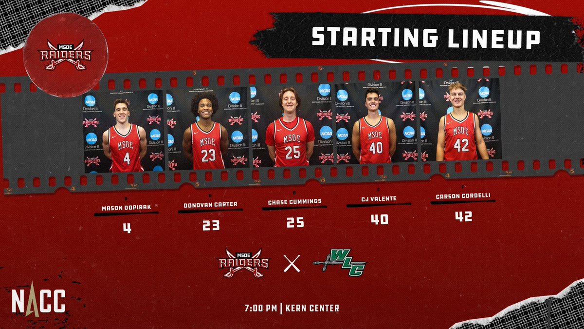MSOE Raiders (@msoe_raiders) on Twitter photo 🏀<a href="/MSOE_Mensbball/">MSOE Mens Basketball</a> | STARTING LINE UP
Meet your starting line up for tonight's game against the Warriors!
#TheRaiderWay #d3hoops 🏀<a href="/MSOE_Mensbball/">MSOE Mens Basketball</a> | STARTING LINE UP
Meet your starting line up for tonight's game against the Warriors!
#TheRaiderWay #d3hoops