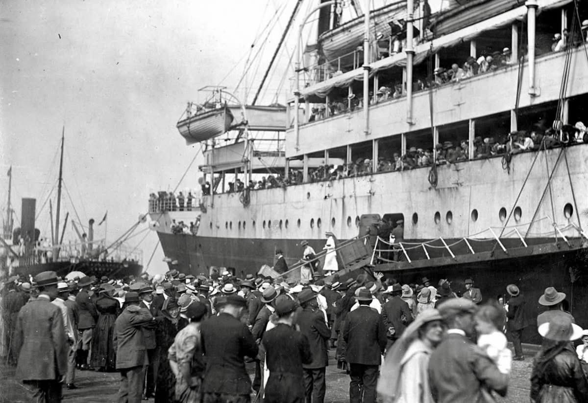 The troopship Karoola arrived at Outer Harbor #OTD 13 Feb 1919, bringing   home about 500 South Australian soldiers from World War I. Some had been away for more than 4 years. Gen Monash estimated that he had to repatriate 180,000 Australians from Europe. Moving pics from <a href="/SLSA/">State Library of South Australia</a>.