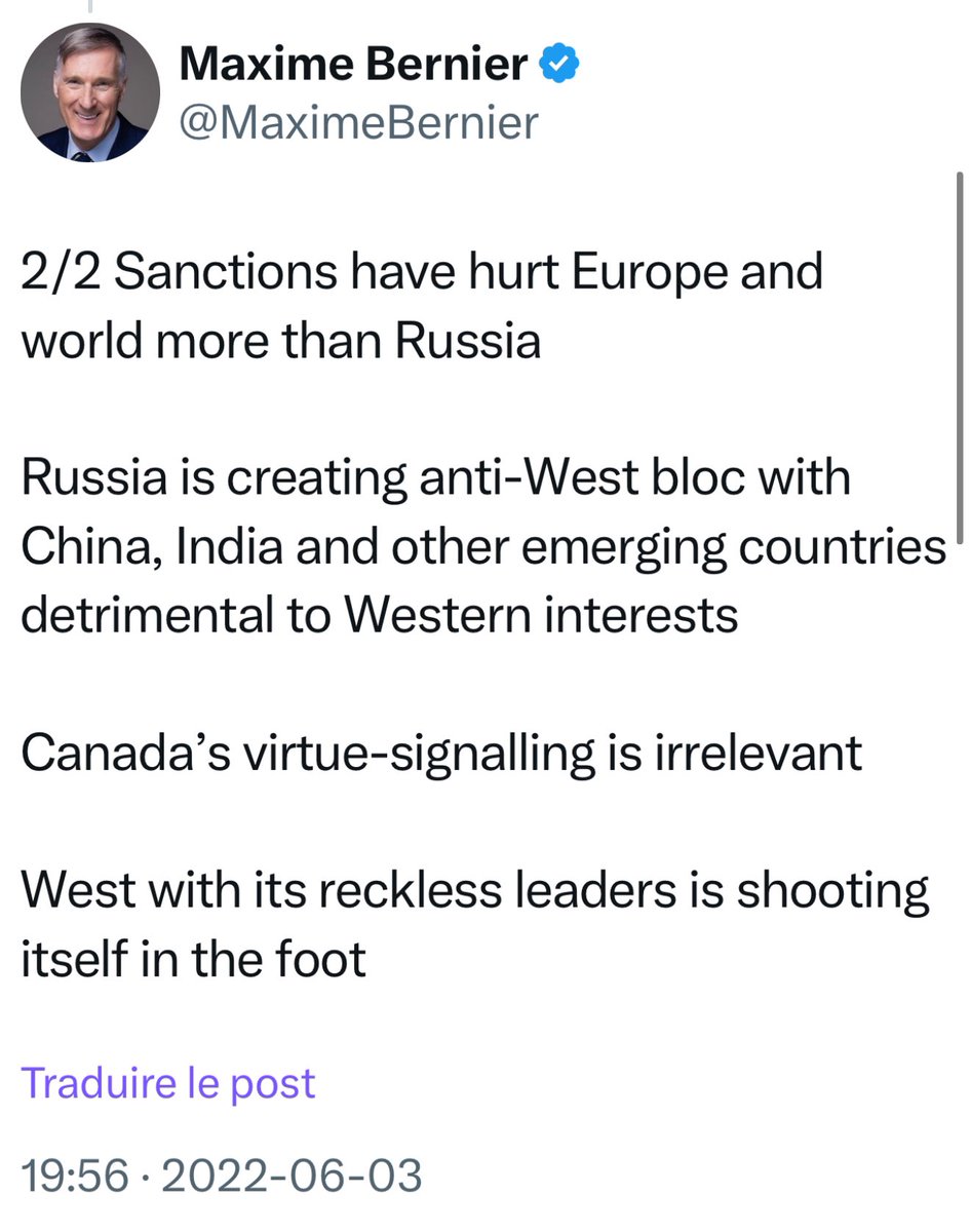 MaximeBernier's tweet image. I’m the only political leader in Canada who said this — and who is proven right today.