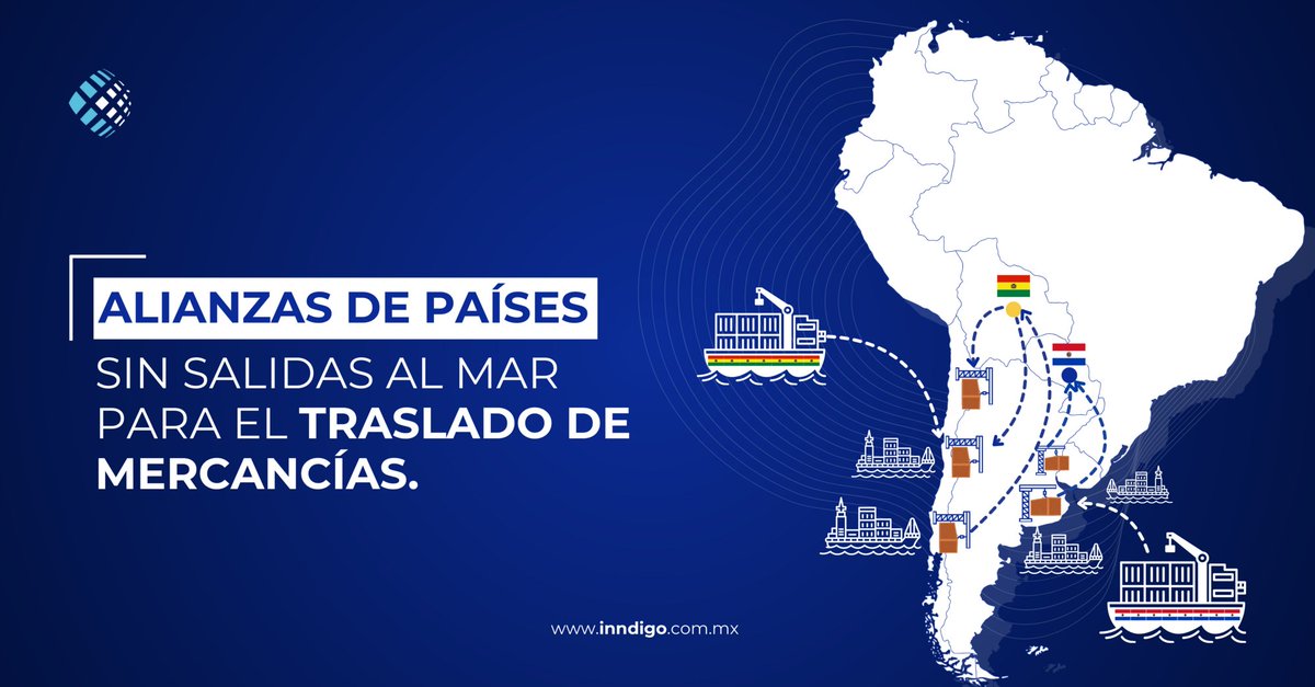 Inndigomx's tweet photo. 🌍 ¿Sabías que Bolivia y Paraguay tienen marinas mercantes sin tener costa? 🚢 Con alianzas estratégicas, llevamos sus productos al mundo. ⚓ En #Inndigo, las fronteras no son límites. #LogísticaGlobal https://t.co/D5XljXRols