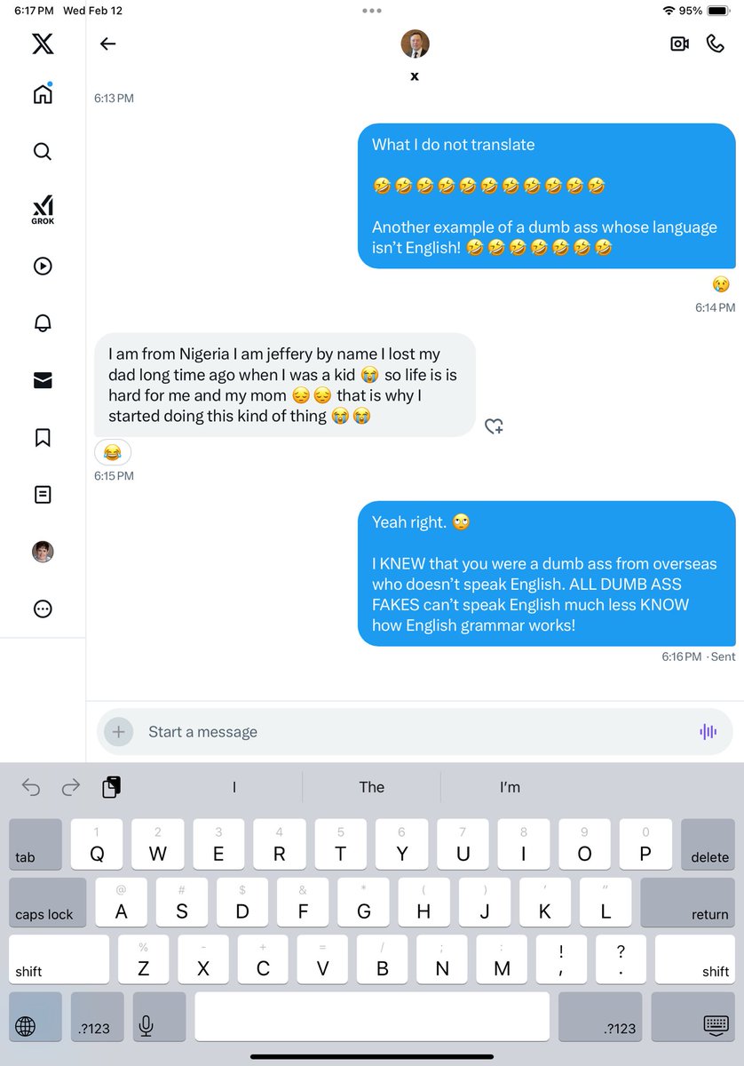 Jonsfriend4ever's tweet photo. @Elon194939 isn’t really Elon, but rather a typical fake (in this case case from Nigeria), who like all fakes knows diddley squat about the English language & grammar! 🙄 #notelon, #staymediasafein2025 https://t.co/932jBXPgDr
