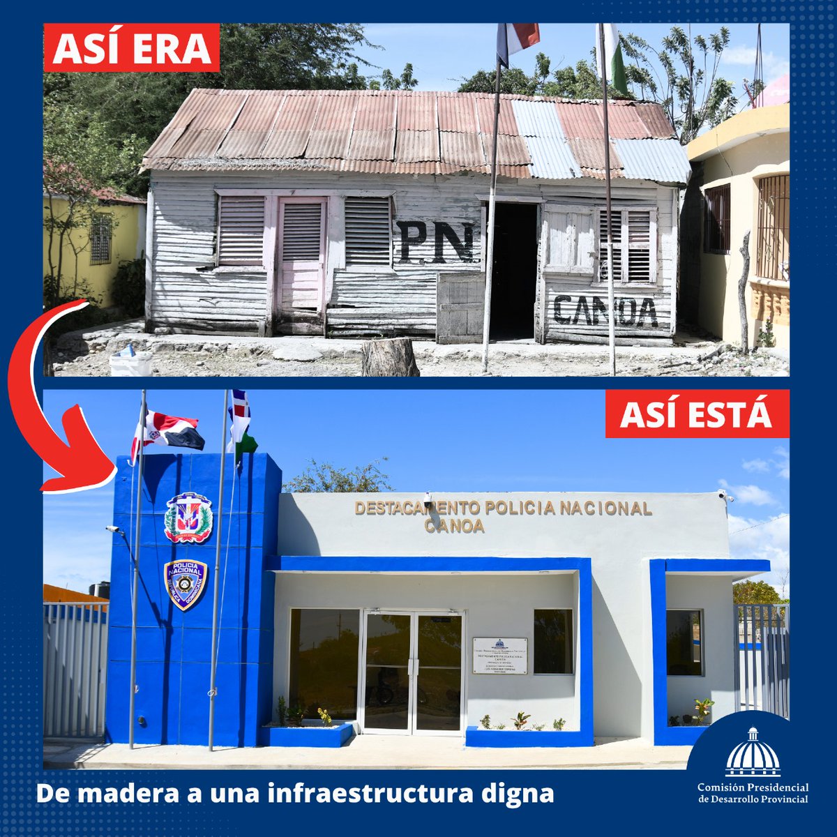 De madera a infraestructura digna. 🚔🏗️ Inauguramos el Destacamento  Policial de Canoa, Vicente Noble, en Barahona. Lo que antes era una  estructura precaria, hoy es un moderno destacamento con mejores condiciones  para, image size:1200x1200