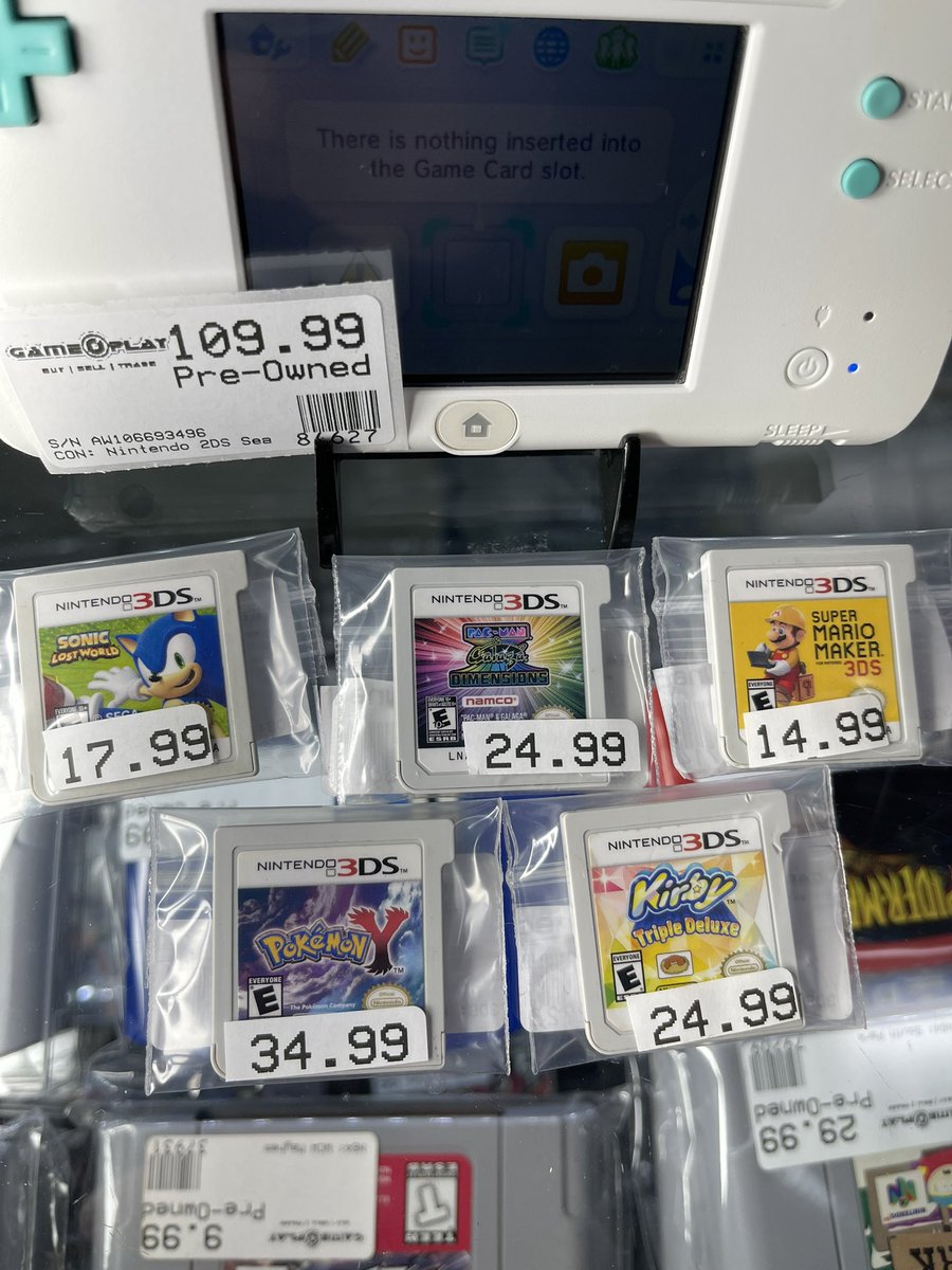 gameplayla's tweet photo. Wow, take a look at this 2DS console now available in White &amp; Sea Green. Ready to take home and play! Come on in! 

Buy, Sell, Trade all your video games here! 
🎮
📍10937 Venice Blvd, Los Angeles CA 90034
🎮
Hours: 11am-7pm 
🎮
Phone#: (310)-842-7776 
#gameplayla #retrostore https://t.co/c0ylb0qggR