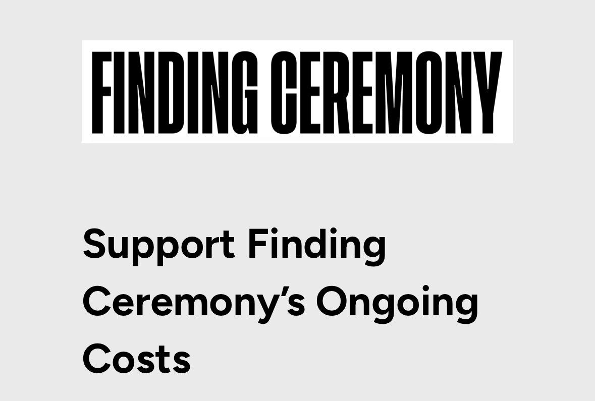 Finding Ceremony is actively doing the work of caring for our ancestors and we need ongoing support to cover expenses. Please support and share if you can. 

#findingceremony

findingceremony.com/support-findin…