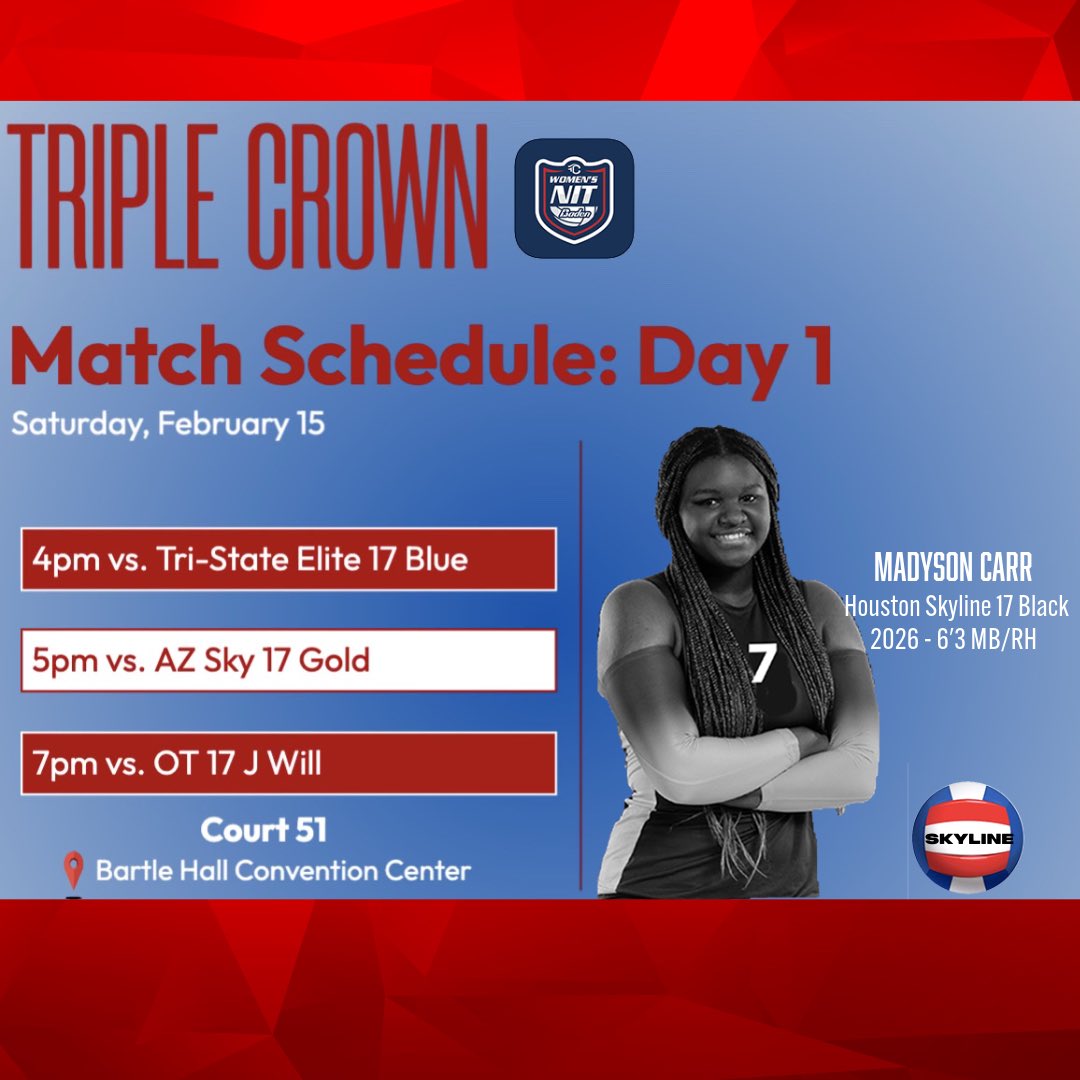 ‼️ Triple Crown Day 1 Schedule ‼️ 
Stop by Court #51. Let’s go <a href="/HoustonSkyline/">Houston Skyline</a> 17Black!
