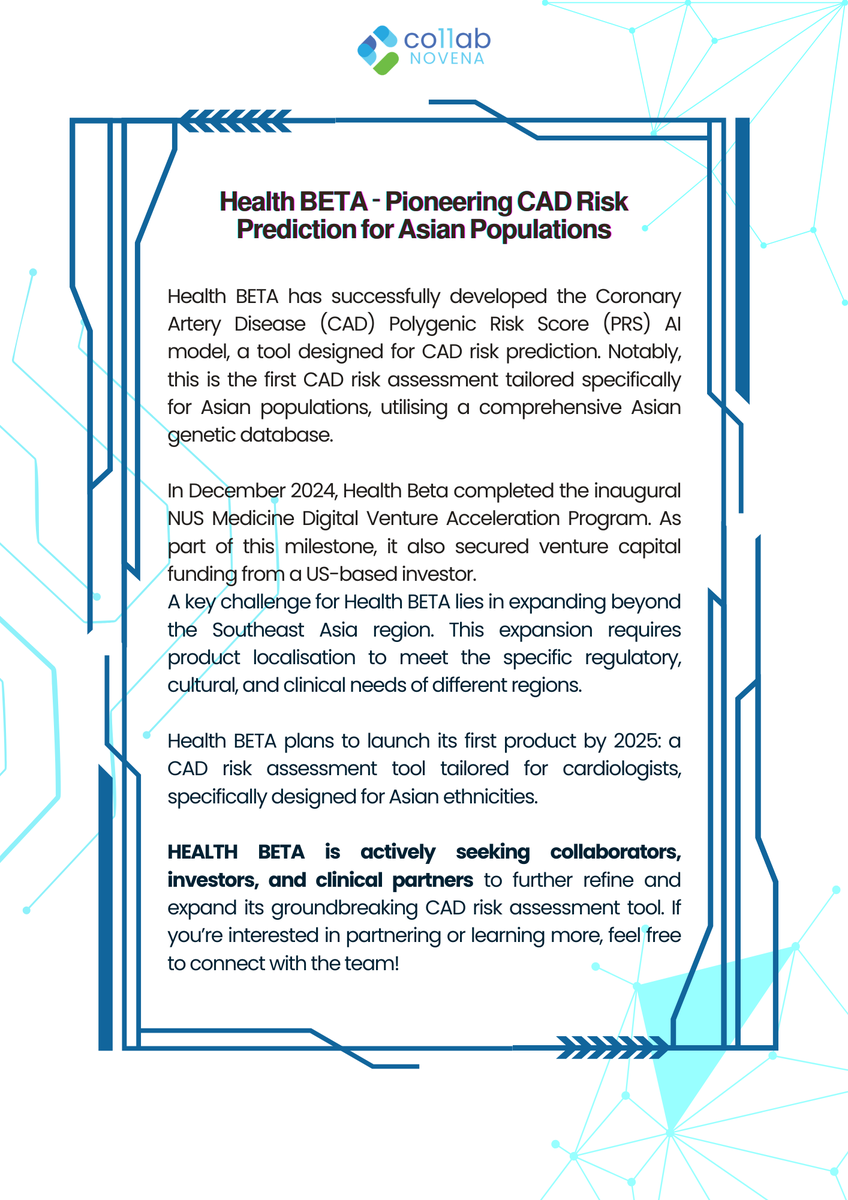 [𝗠𝗲𝗺𝗯𝗲𝗿 𝗦𝗽𝗼𝘁𝗹𝗶𝗴𝗵𝘁]
Introducing our New Series, showcasing inspiring start-ups driving innovation in our healthcare ecosystem.

📌To find out more about 𝗛𝗲𝗮𝗹𝘁𝗵 𝗕𝗘𝗧𝗔: co11ab.sg/members/health…

#Digitalhealth #Startups #Healthcare #Innovation #co11ab