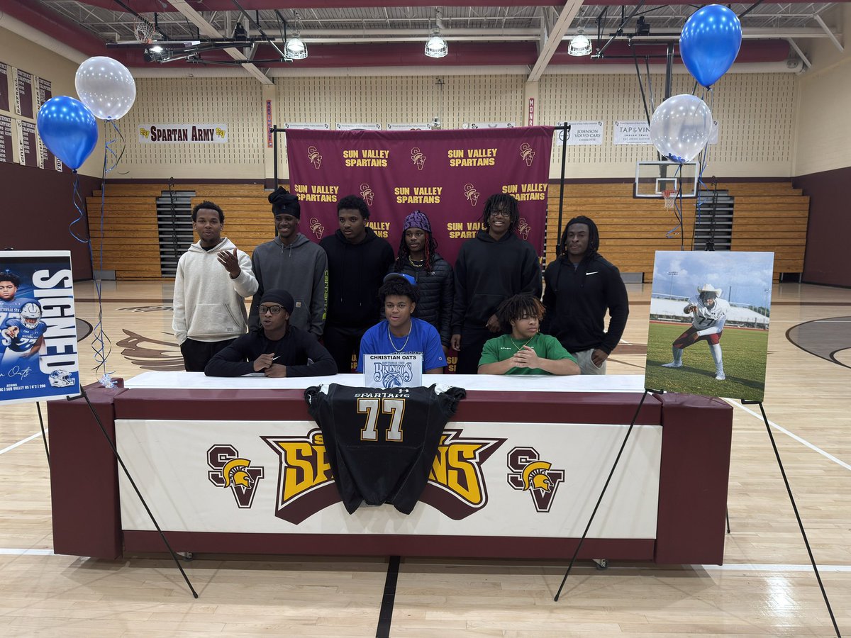 Sun Valley High School Sports (@svhs_athletics1) on Twitter photo Congrats to Christian Oats on signing to play football at Fayetteville State! 🏈 We are so proud of all your hard work. Excited for what’s next in this new chapter!
<a href="/SunValleyHSNC/">Sun Valley High School</a> <a href="/SVSpartans_FB/">Sun Valley Football</a> <a href="/SVHSPrin_Dad/">Mike Harvey</a> <a href="/SVBBallCoach/">SVHSAD</a> <a href="/UCPSNC/">Union County Public Schools</a> <a href="/UCPSNCAthletics/">UCPS NC Athletics</a> <a href="/AGHoulihan/">Andrew G. Houlihan</a> Congrats to Christian Oats on signing to play football at Fayetteville State! 🏈 We are so proud of all your hard work. Excited for what’s next in this new chapter!
<a href="/SunValleyHSNC/">Sun Valley High School</a> <a href="/SVSpartans_FB/">Sun Valley Football</a> <a href="/SVHSPrin_Dad/">Mike Harvey</a> <a href="/SVBBallCoach/">SVHSAD</a> <a href="/UCPSNC/">Union County Public Schools</a> <a href="/UCPSNCAthletics/">UCPS NC Athletics</a> <a href="/AGHoulihan/">Andrew G. Houlihan</a>