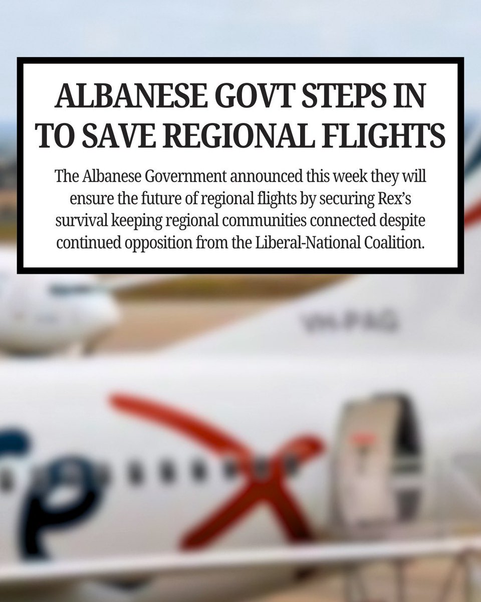 We're securing the future of regional flights keeping communities connected while the Liberals and Nationals call it a "waste." Funny, they had no problem handing Qantas $2 billion with no strings attached.