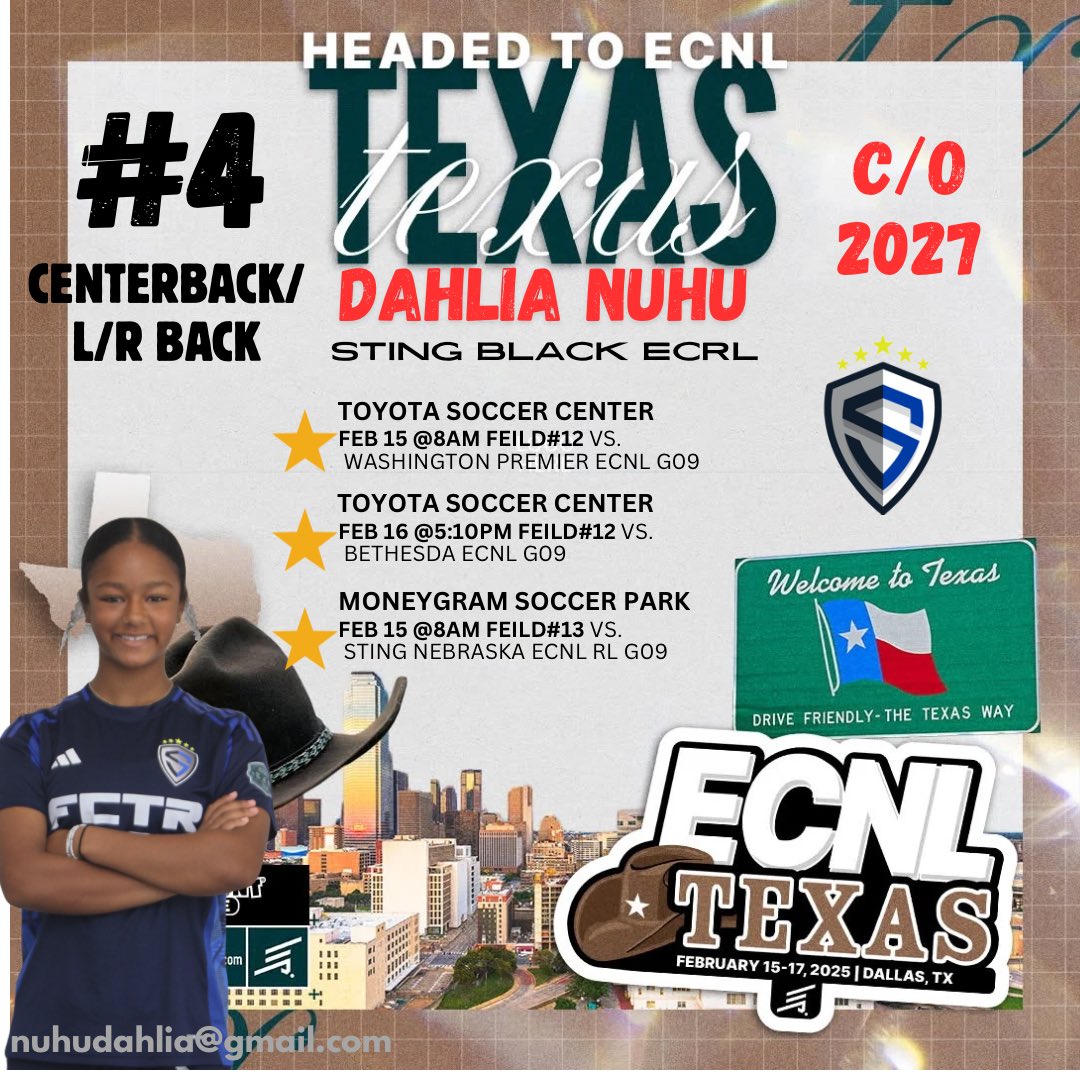 Dahlia Nuhu (2027) (@dahlianuhu) on Twitter photo My Schedule for the upcoming Texas Showcase!! ➡️➡️ <a href="/StingSoccerClub/">Sting Soccer Club</a> <a href="/StingBlackRL/">Sting Dallas Black ECNL-RL</a> <a href="/ImYouthSoccer/">ECNL/GA/Recruiting/College Soccer</a> <a href="/PrepSoccer/">Prep Soccer ⚽️</a> <a href="/TopDrawerSoccer/">TopDrawerSoccer</a> <a href="/MichaelOrford1/">Michael Orford</a> My Schedule for the upcoming Texas Showcase!! ➡️➡️ <a href="/StingSoccerClub/">Sting Soccer Club</a> <a href="/StingBlackRL/">Sting Dallas Black ECNL-RL</a> <a href="/ImYouthSoccer/">ECNL/GA/Recruiting/College Soccer</a> <a href="/PrepSoccer/">Prep Soccer ⚽️</a> <a href="/TopDrawerSoccer/">TopDrawerSoccer</a> <a href="/MichaelOrford1/">Michael Orford</a>