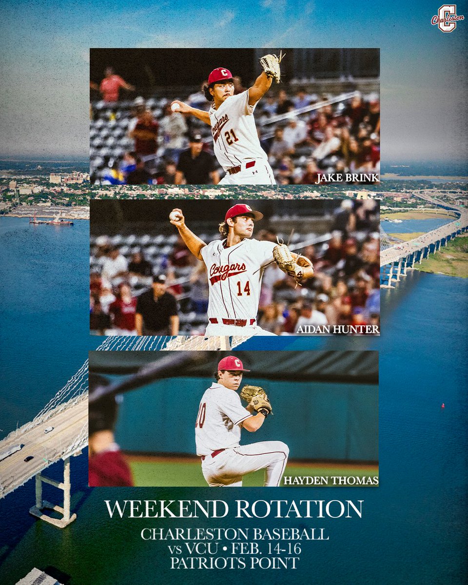 CofCBaseball's tweet image. Brink, Hunter, Thomas.

Tickets: cofcsports.com/tickets 

#TheCollege 🌴⚾️
