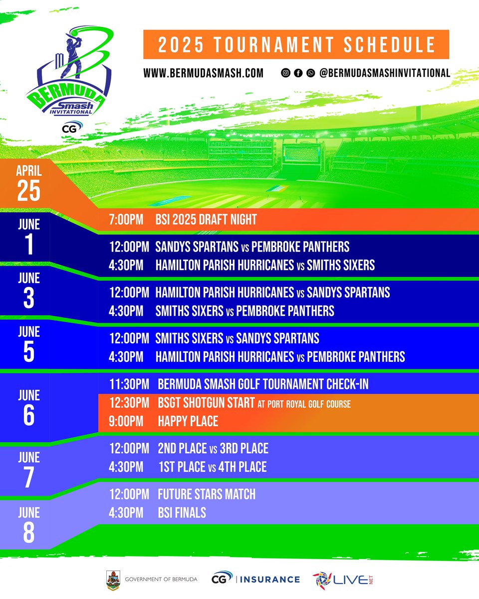 DGeneralBDA's tweet image. The Bermuda Smash Calendar for 2025!