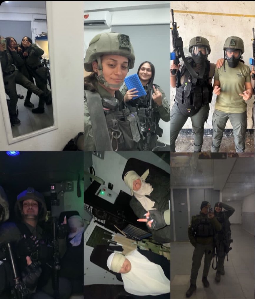 ⚡️🇮🇱JUST IN:

An Israeli female soldier documents her acts of terrorism in the West Bank, including abducting two Palestinian women and blindfolding them just to take a picture.