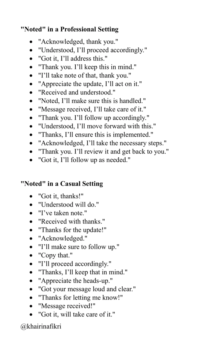 Better Ways to Say "Noted" in Emails 📌
