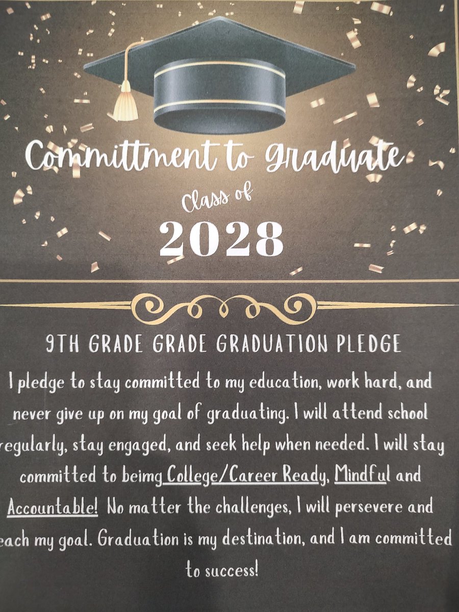 Celebrating the freshmen Commitment to Graduate ceremony today! So proud of them all! Class of 2028!
