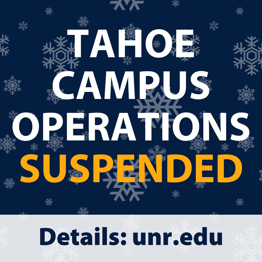 Due to weather conditions, all on campus and in person operations are suspended Thursday, Feb. 13. 

Stay safe Tahoe!