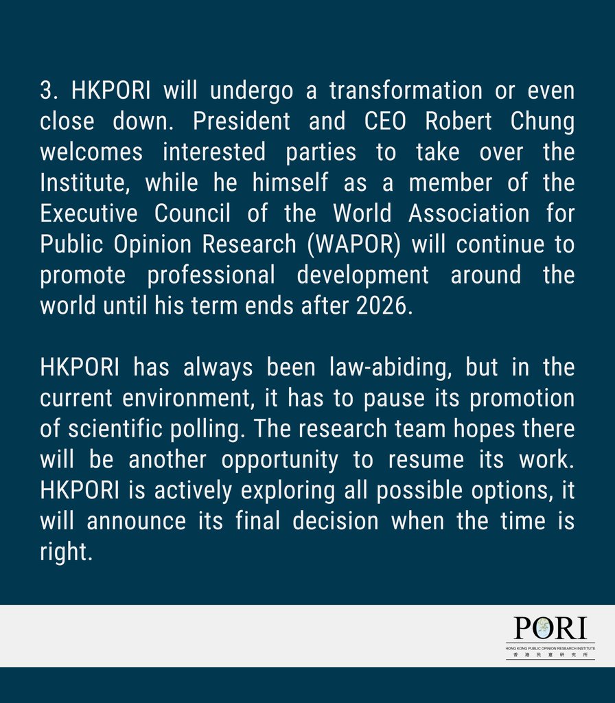 hk_pori's tweet image. As the Spring Festival comes to an end, the Hong Kong Public Opinion Research Institute (HKPORI) has again reviewed its development and made some decisions. Full announcement: pori.hk/article/specia…