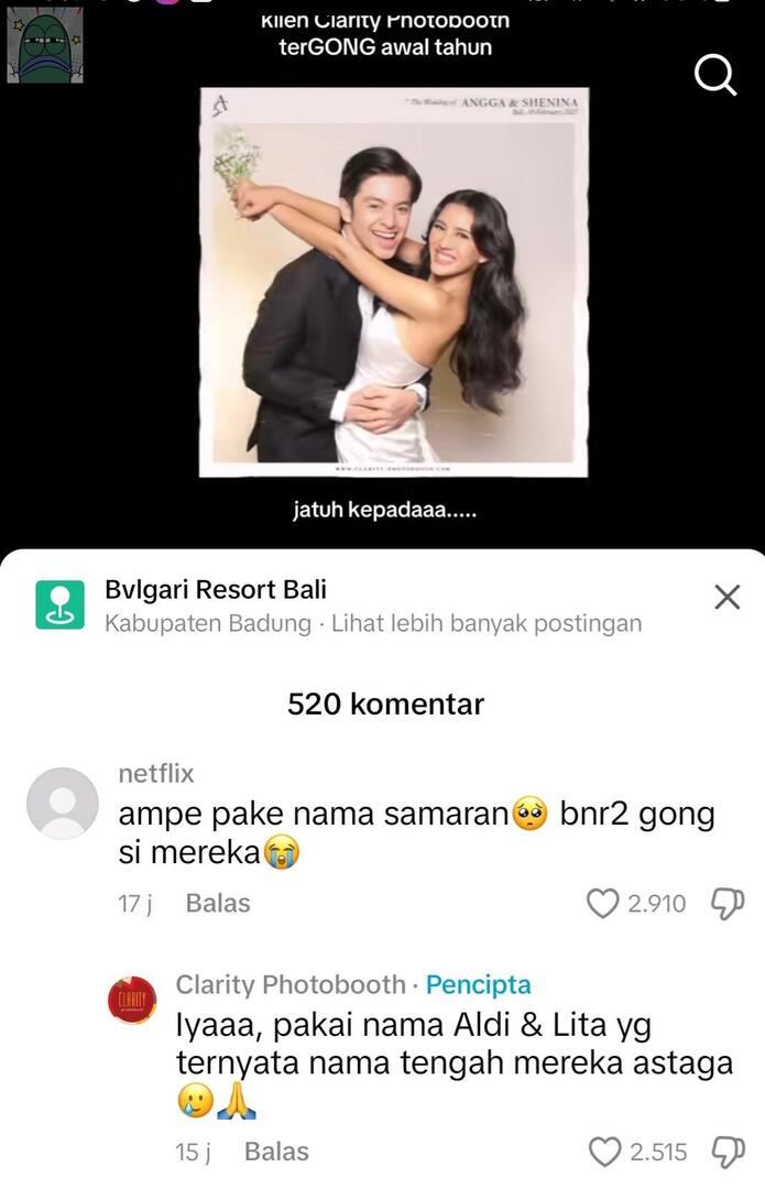 tanyarlfes's tweet image. 💚 jadi vendor photobooth di nikahannya angga shenina ngespill kalo mereka udah book dari tahun lalu tapi pake nama samaran Aldi dan Lita, which is nama tengah mereka😭😭 bener2 definisi ga berisik tapi sat set