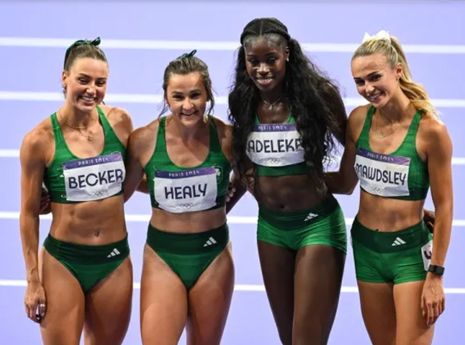 Speaking of relays, these 4 women were sporting heroes in Ireland for their performances on the track last year.

Decimated the Irish national record in finishing 4th in the 2024 Olympics.

Fashion trend setters, too, with their iconic matching hair bows.

💚