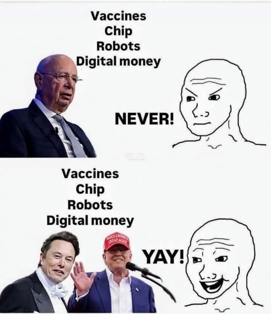 SilverChartist's tweet photo. Unpopular Opinion:
I don't spend my limited time on this earth engaging w/ the #FalseLeftRightParadigm of politics, but do want to put on record that I view @realDonaldTrump and his handlers as wolves in sheep's clothing.
Let's check back on this post in 4yrs....
#OperationWarpSpeed | #Neuralink | #MRNA | #AI | @RonPaul