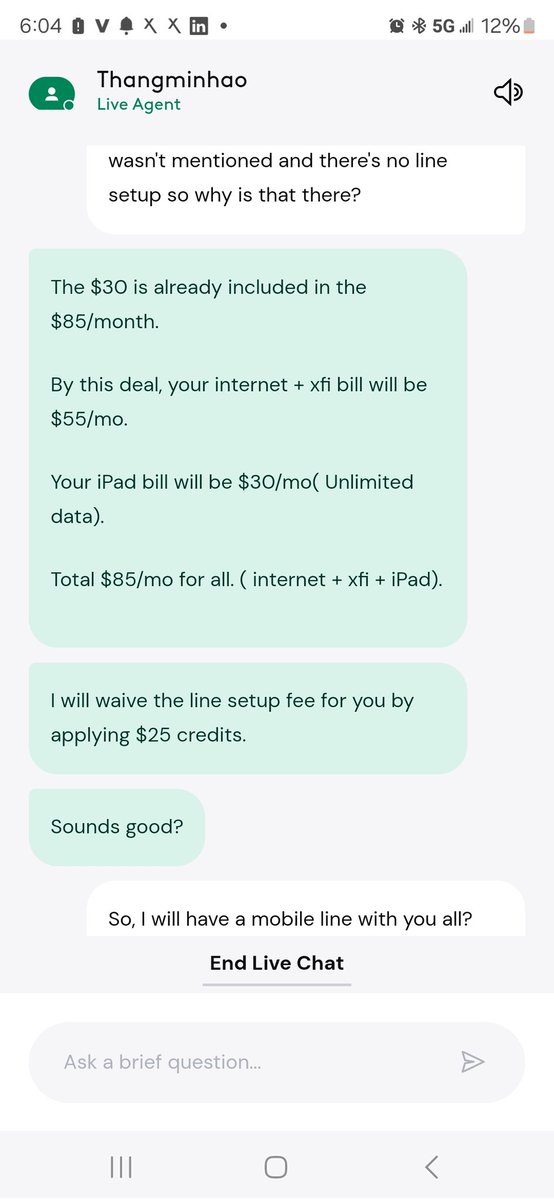 Lissablak's tweet photo. Never TRUST @Xfinity I was lied to in writing into a 2yr contract only to call back and be told it was a mistake. Absolutely not. I'll def be speaking with a lawyer tomorrow because it's no way that's legal. I have the full chat they can fix it or I'll have a lawyer do it😡 https://t.co/B19S624Min