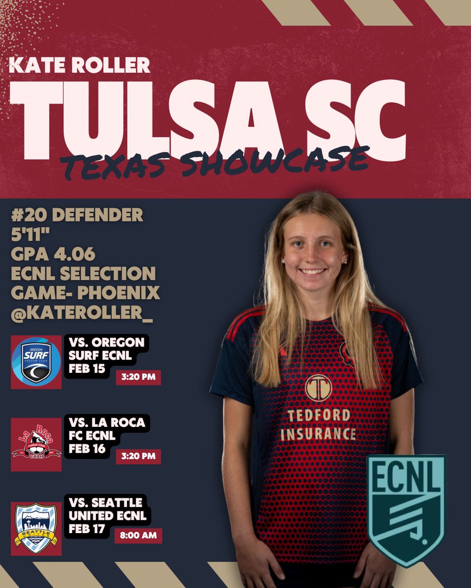 Excited for ECNL Texas Showcase this weekend! <a href="/TulsaSC/">Tulsa Soccer Club</a>
