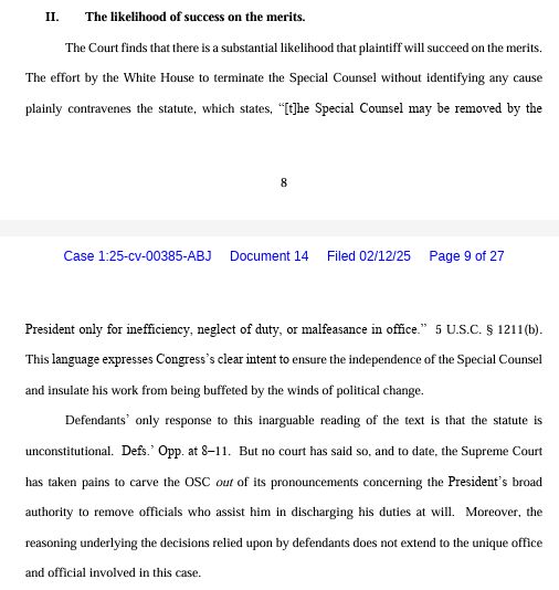 New tonight: A federal judge in Washington has blocked, for now, Trump's removal of the head of an independent US agency that protects government whistleblowers -- finding the removal effort "plainly" goes against US law buff.ly/4hyZa96