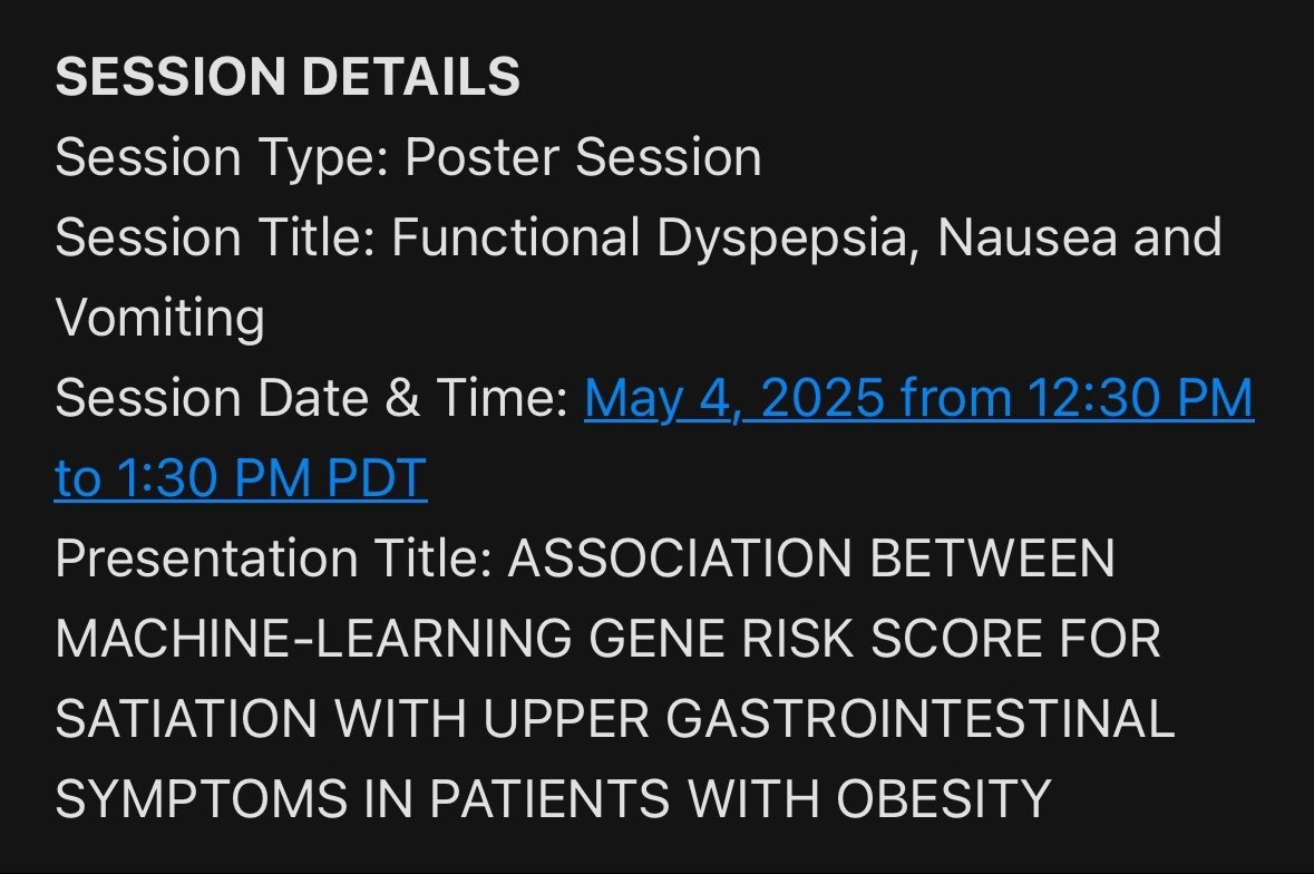 Thrilled to present my poster at my first <a href="/DDWMeeting/">Digestive Disease Week</a> #DDW2025. Grateful for all the efforts and support from my lab. <a href="/dr_aac/">Andres Acosta</a> <a href="/MayoClinicGIHep/">Mayo Clinic Gastroenterology & Hepatology</a> 

Looking forward to sharing our work in San Diego! 🏖️ 🧬  #GI #DDW