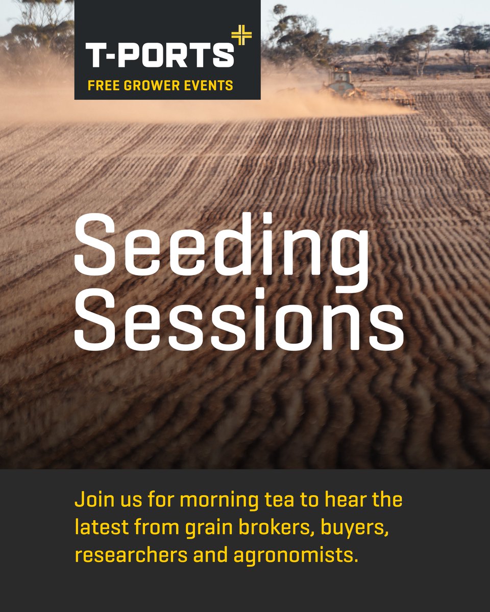 Prepare for the season ahead by registering for one of our free Seeding Sessions grower events. 

Join us in Kimba, Lock, Cowell or Wallaroo and hear the latest from grain brokers, buyers, researchers and agronomists.

Registrations essential: cpq2r4rx01u.typeform.com/to/E41yLFf9