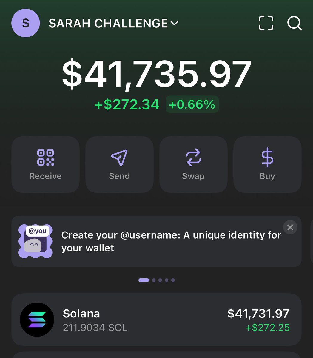 $1000 —> $42,000 in 2 days.

48 hours update

Wallet to watch : 

AAMnoNo3TpezKcT7ah9puLFZ4D59muEhQHJJqpX16ccg

Like and retweet, sending $1000 to 5 solana addresses to join the challenge.