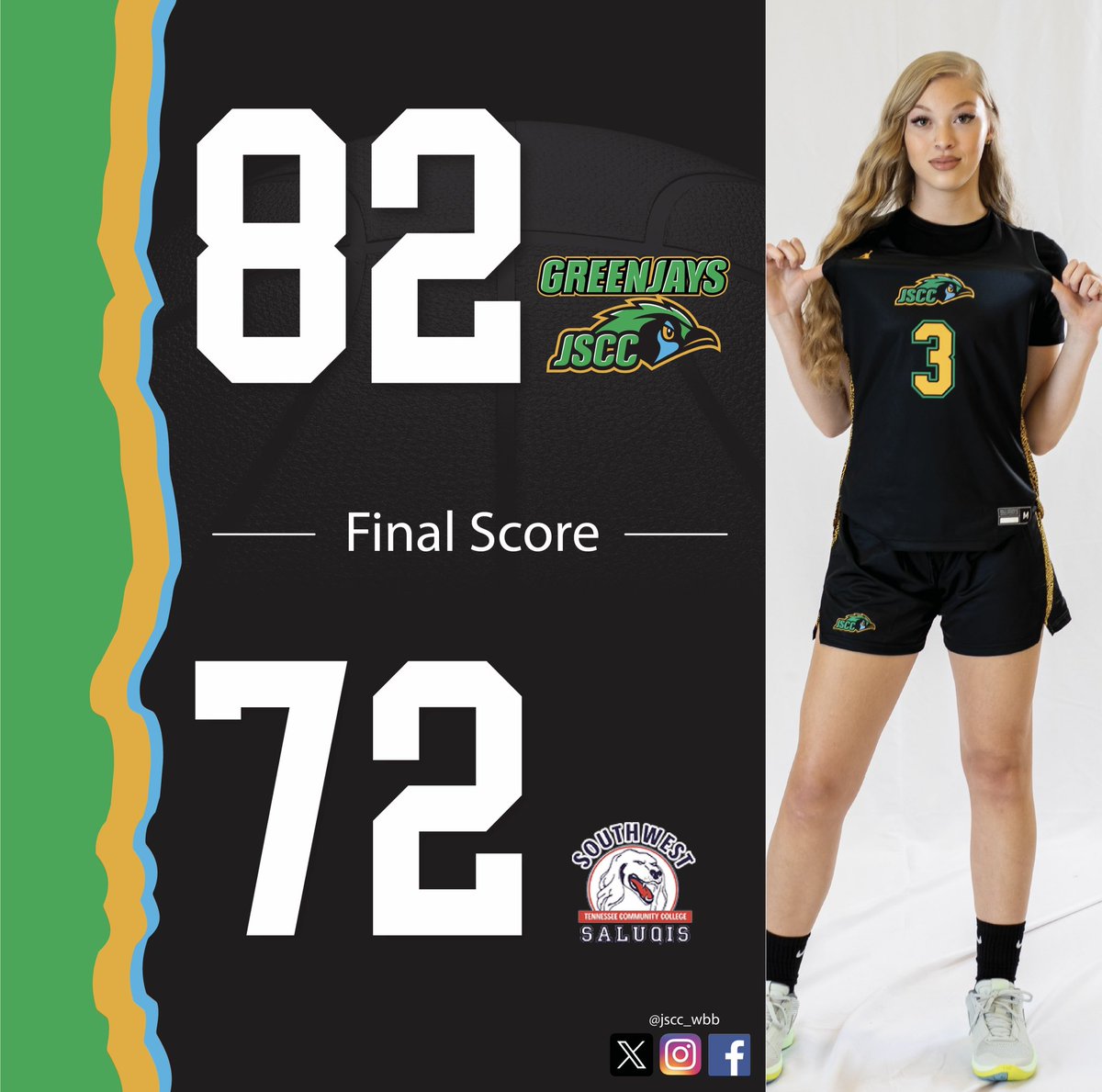 Greenjays pickup a win on the road against Southwest TN. We’ll be back in action Saturday at home against Pellissippi!