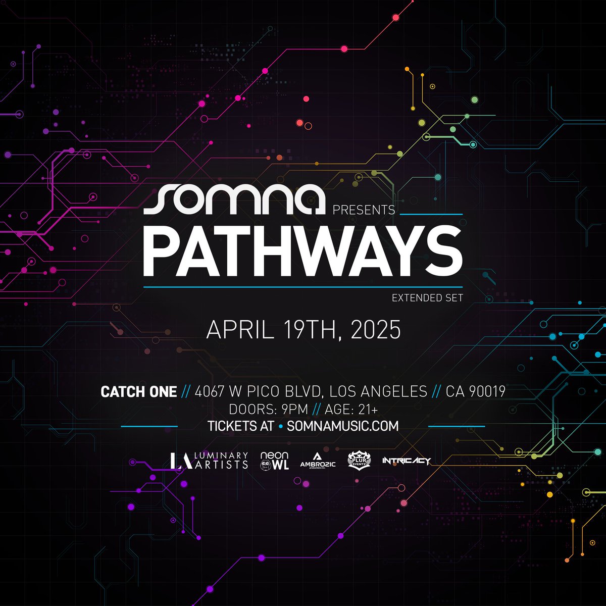 I have a some exciting announcements coming up.  This April 19th, my friend, mentor and the nicest guy you will ever meet, <a href="/somnamusic/">Somna</a>   is throwing his own headline show in Los Angeles, at Catch One. I personally know how much hard work, stress, passion and detail he has put