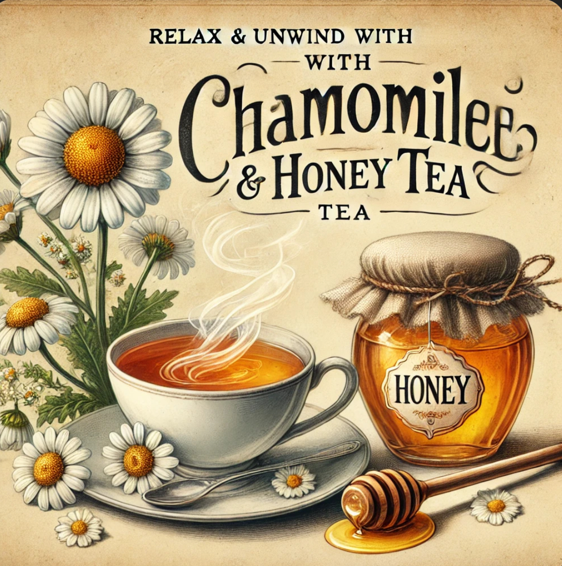 My go-to evening tea, a warm cup of chamomile tea with honey.