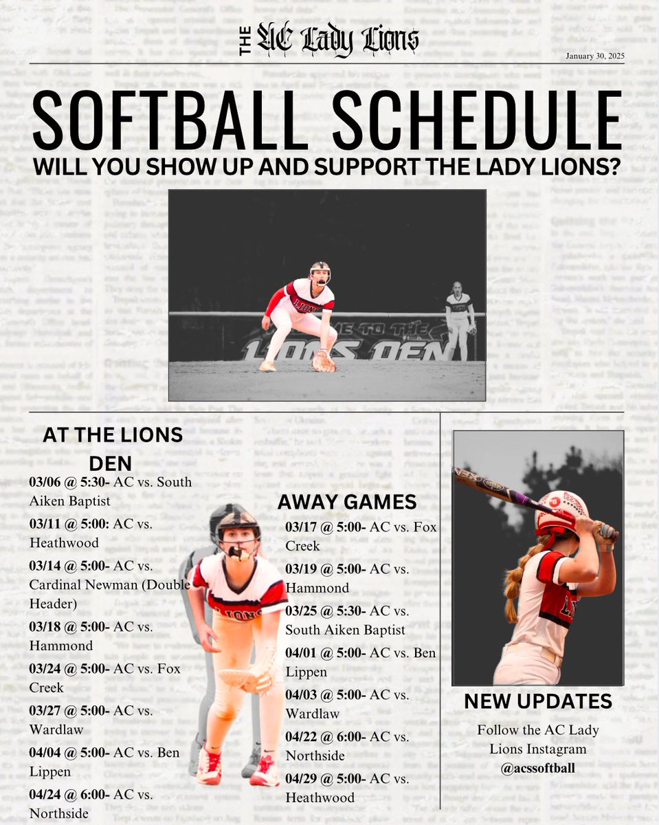 High School Season!! Go Lions!🦁🦁 
(Home Games at Westside High!)
